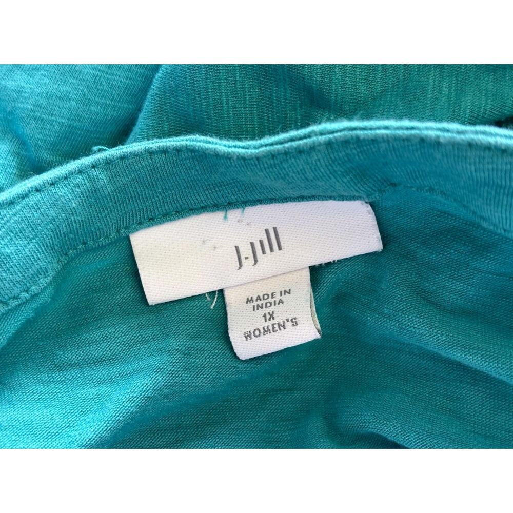 J. Jill Blouse Half Bell Sleeve Lace Inset Back Pullover Top Size 1X Blue - Picture 3 of 7